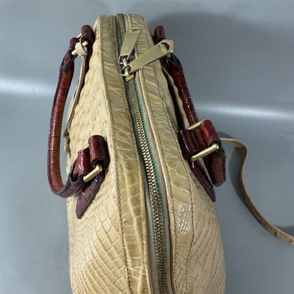 Brahmin Hudson Croc Embossed Leather Twill Tri- Texture Satchel - Picture 7 of 15